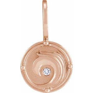 .015 CT Natural Diamond Water Element Charm/Pendant