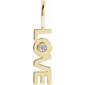 .03 CT Natural Diamond Love Charm/Pendant