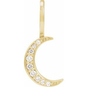 .07 CTW Natural Diamond Crescent Moon Charm/Pendant