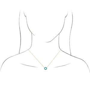 14K Yellow Natural Turquoise Circle Cabochon 18" Necklace