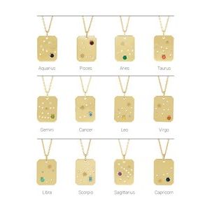 14K Yellow Natural Blue Zircon & .01 CTW Natural Diamond Scorpio Constellation 16-18" Necklace