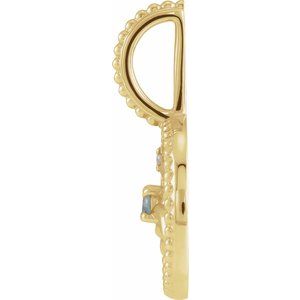 Natural Aquamarine & .0025 CTW Natural Diamond Cancer Charm/Pendant