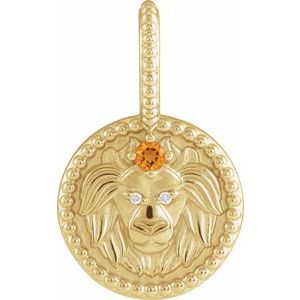 Natural Citrine & .005 CTW Natural Diamond Leo Charm/Pendant