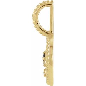 14K Yellow Natural Black Spinel & .0075 CTW Natural Diamond Aquarius Charm/Pendant