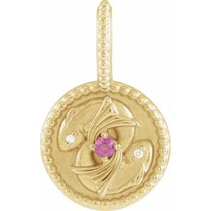Natural Rhodolite Garnet & .005 CTW Natural Diamond Pisces Charm/Pendant