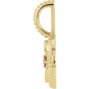Natural Rhodolite Garnet & .005 CTW Natural Diamond Pisces Charm/Pendant