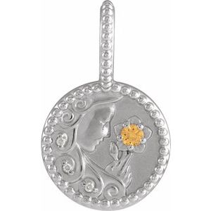 Natural Spessartite Garnet & .075 CTW Natural Diamond Virgo Charm/Pendant