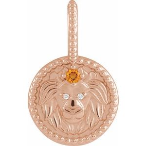 Natural Citrine & .005 CTW Natural Diamond Leo Charm/Pendant