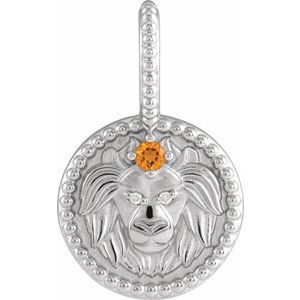 Natural Citrine & .005 CTW Natural Diamond Leo Charm/Pendant
