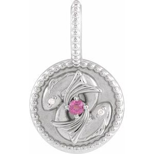 Natural Rhodolite Garnet & .005 CTW Natural Diamond Pisces Charm/Pendant