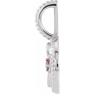 Natural Rhodolite Garnet & .005 CTW Natural Diamond Pisces Charm/Pendant