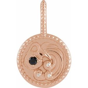 Natural Black Spinel & .075 CTW Natural Diamond Aquarius Charm/Pendant