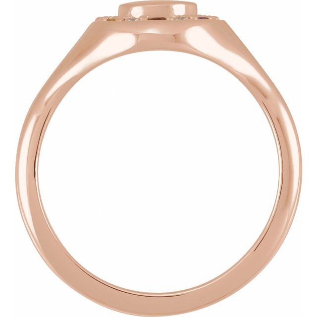 14K Yellow Natural Multi-Gemstone & 1/10 CTW Natural Diamond Halo-Style Signet Ring