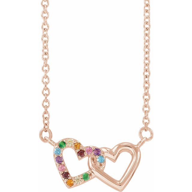 14K Yellow Natural Multi-Gemstone Rainbow 18" Necklace