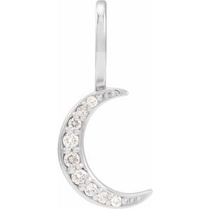 .07 CTW Natural Diamond Crescent Moon Charm/Pendant