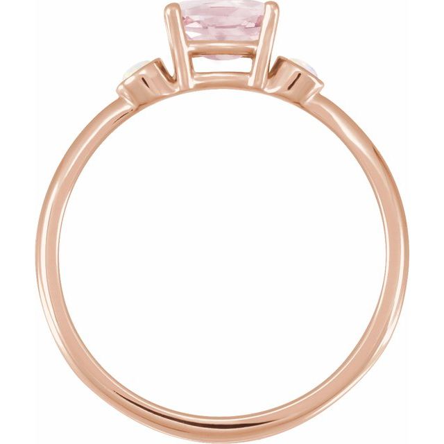 14K Yellow 6x4 mm Natural Pink Morganite & Natural White Opal Ring