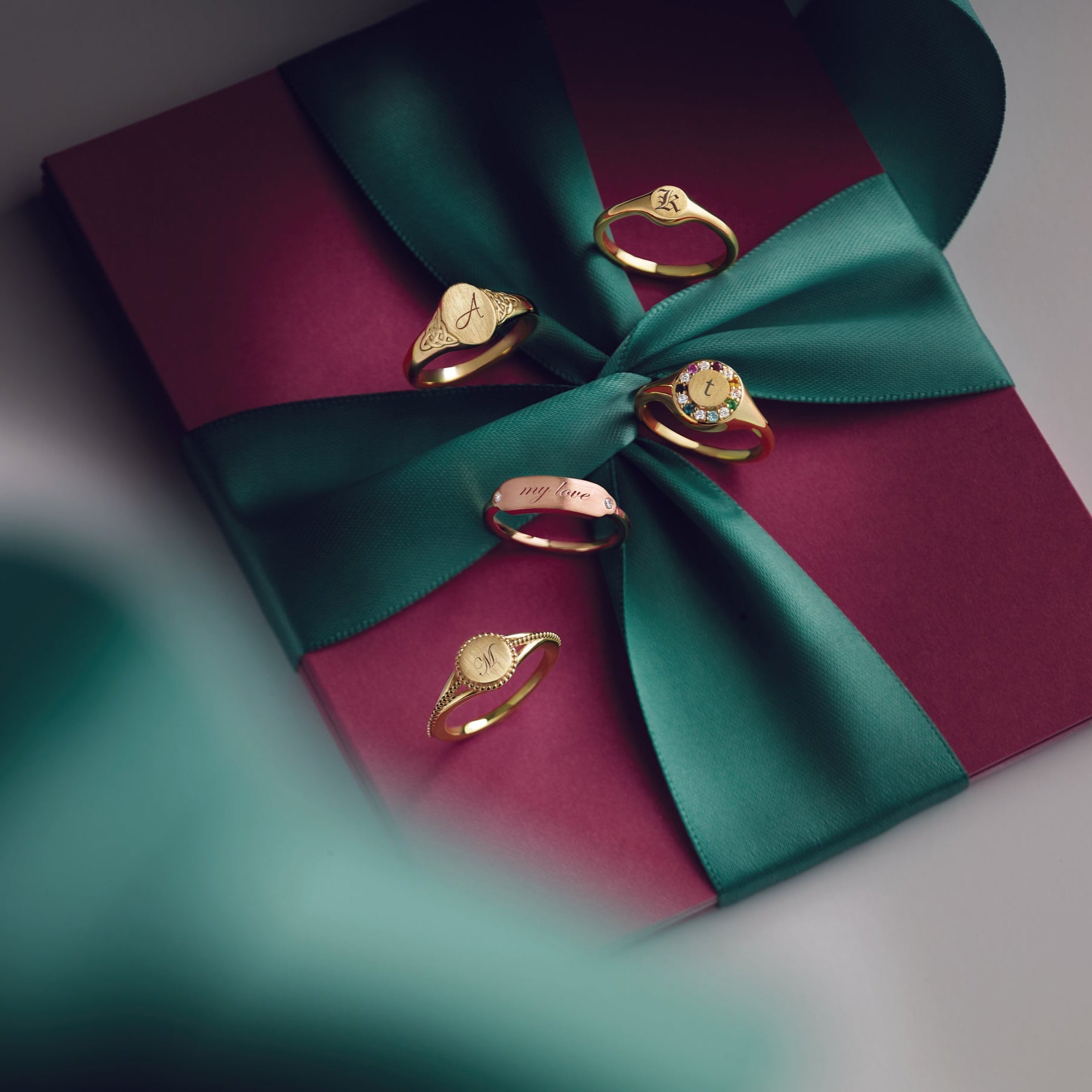 14K Yellow Natural Multi-Gemstone & 1/10 CTW Natural Diamond Halo-Style Signet Ring