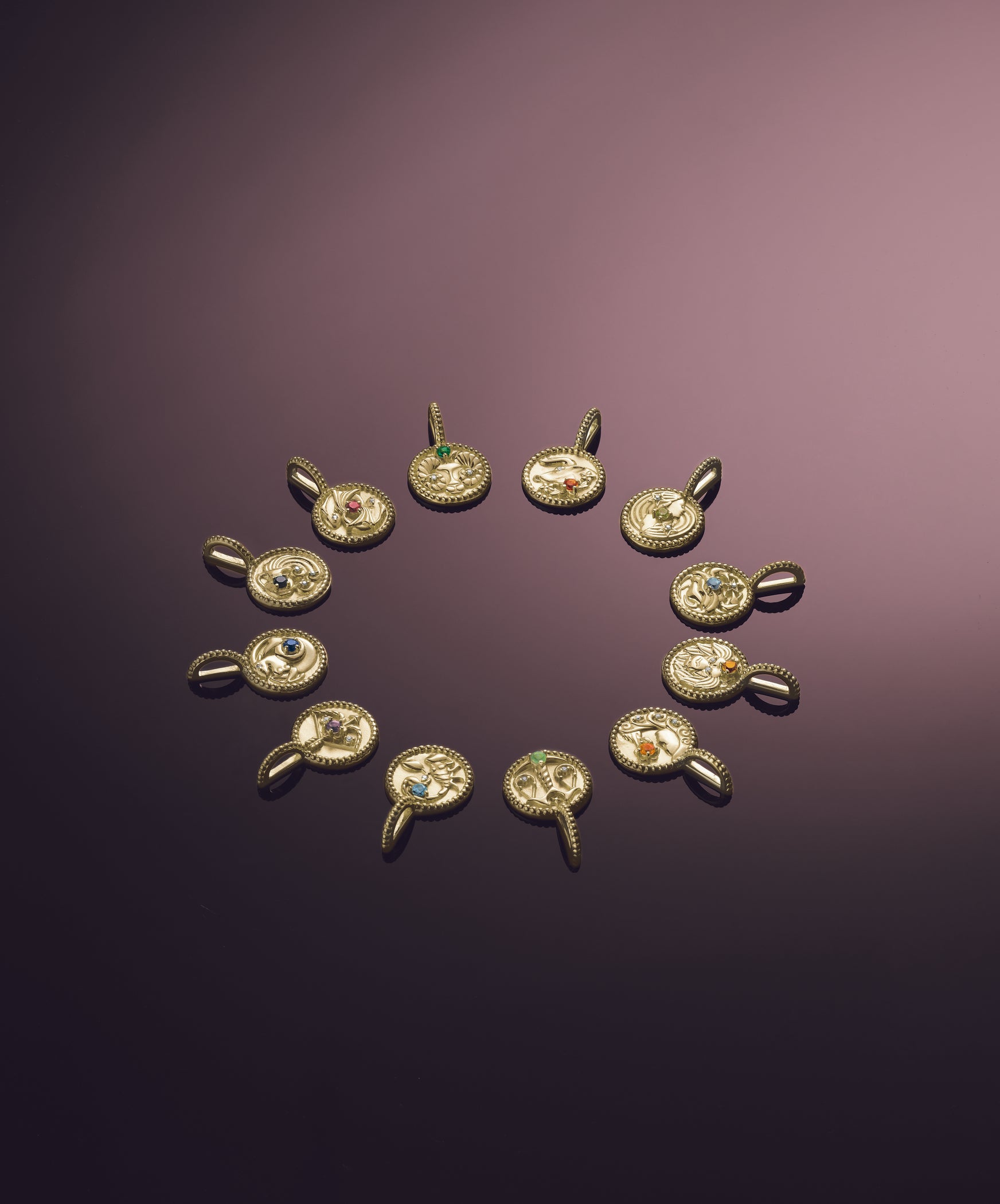 14K Yellow Natural Black Spinel & .0075 CTW Natural Diamond Aquarius Charm/Pendant