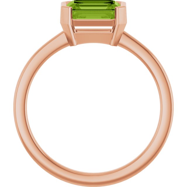 14K White Natural Peridot Ring