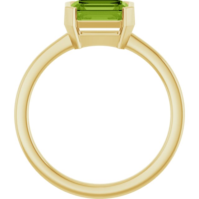 14K White Natural Peridot Ring