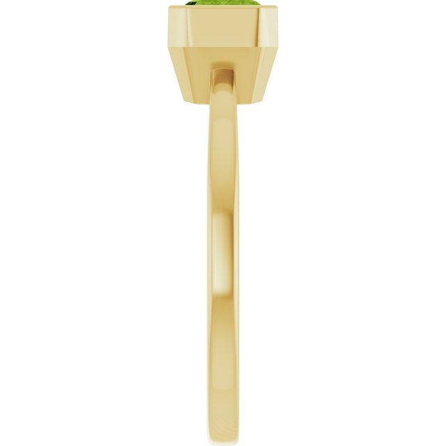14K White Natural Peridot Ring