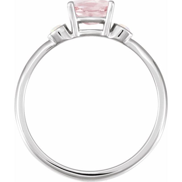 14K Yellow 6x4 mm Natural Pink Morganite & Natural White Opal Ring
