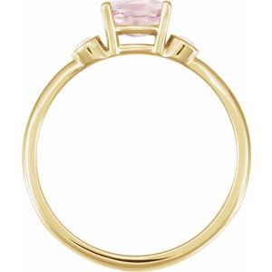 14K Yellow 6x4 mm Natural Pink Morganite & Natural White Opal Ring