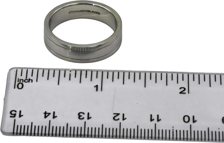 TIFFANY & CO. Platinum Together Double Milgrain Wedding Band Ring Size 10.25