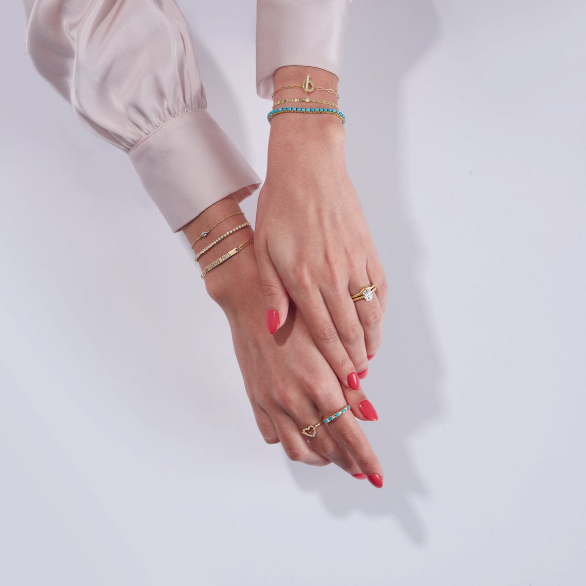 14K Yellow Natural Turquoise & 1/8 CTW Natural Diamond Ring