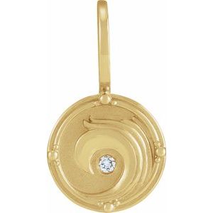 .015 CT Natural Diamond Water Element Charm/Pendant