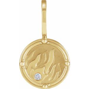 .015 CT Natural Diamond Fire Element Charm/Pendant