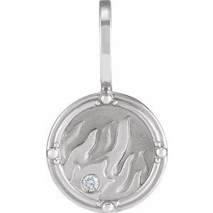 .015 CT Natural Diamond Fire Element Charm/Pendant