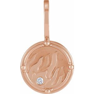 .015 CT Natural Diamond Fire Element Charm/Pendant