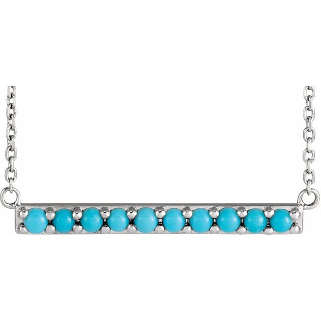 14K Yellow Cabochon Natural Turquoise Bar 18" Necklace