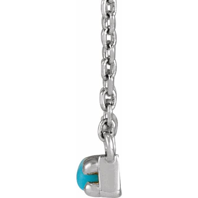 14K Yellow Cabochon Natural Turquoise Bar 18" Necklace