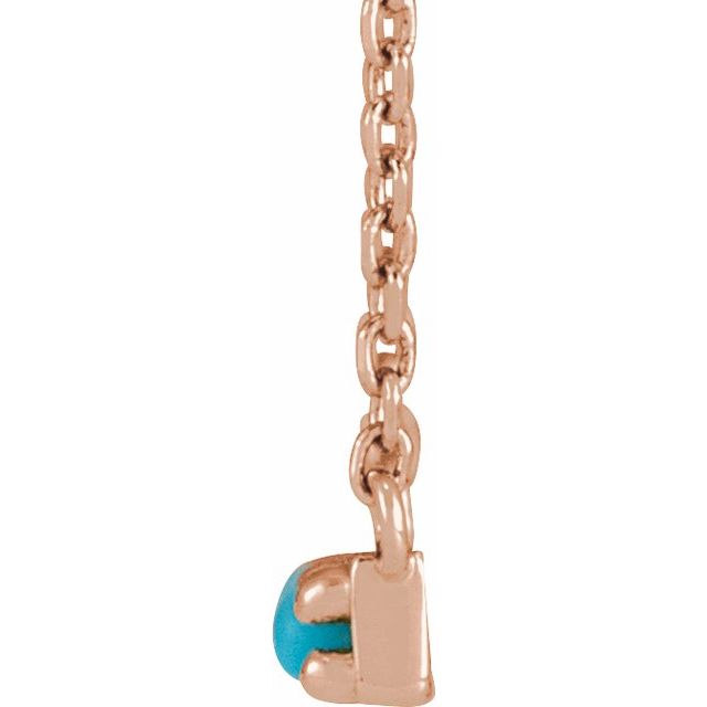 14K Yellow Cabochon Natural Turquoise Bar 18" Necklace