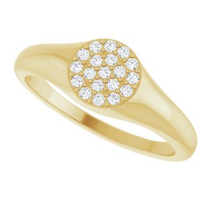 14K Yellow 1/8 CTW Natural Diamond Pave Signet Ring