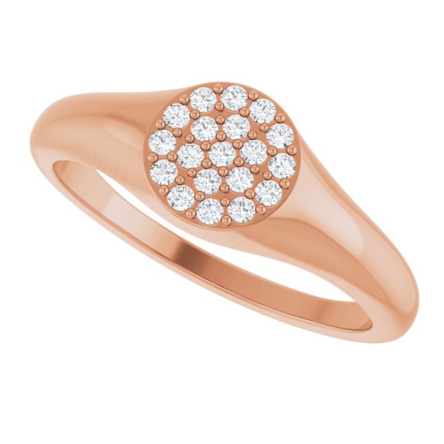 14K Yellow 1/8 CTW Natural Diamond Pave Signet Ring