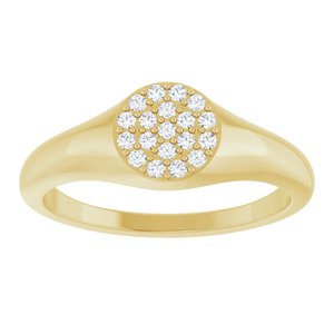 14K Yellow 1/8 CTW Natural Diamond Pave Signet Ring