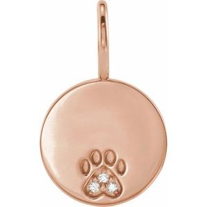 .01 CTW Natural Diamond Engravable Paw Print Pendant