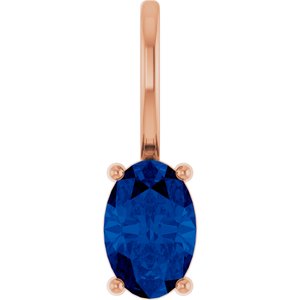 6x4 mm Lab-Grown Blue Sapphire Charm/Pendant