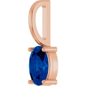 6x4 mm Lab-Grown Blue Sapphire Charm/Pendant