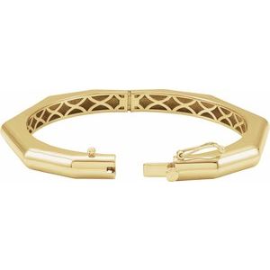 14K Yellow Geometric Hinged 7" Bangle Bracelet