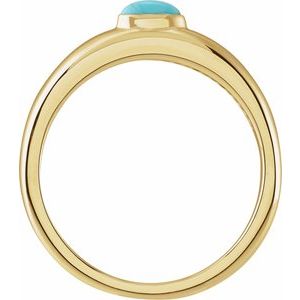 14K Yellow Natural Turquoise Cabochon Dome Ring