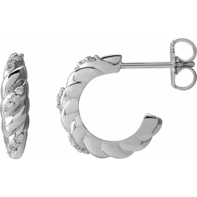 14K Yellow .07 CTW Natural Diamond 14 mm Hoop Earrings