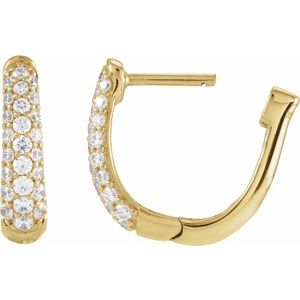 14K Yellow 1/2 CTW Natural Diamond Hoop Earrings