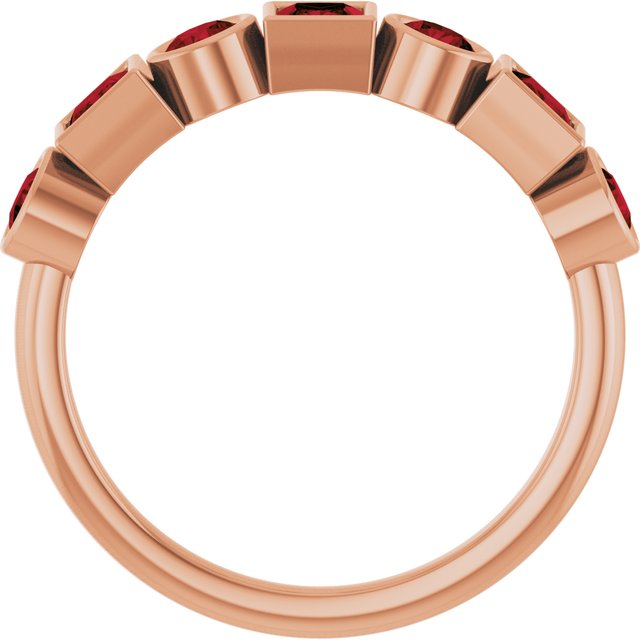 14K White Natural Mozambique Garnet Stackable Ring