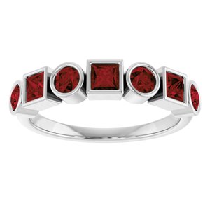 14K White Natural Mozambique Garnet Stackable Ring
