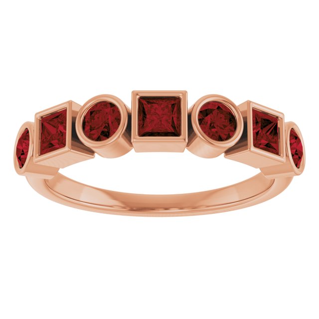 14K White Natural Mozambique Garnet Stackable Ring