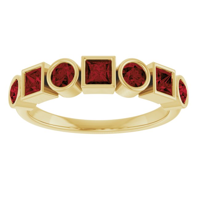14K White Natural Mozambique Garnet Stackable Ring